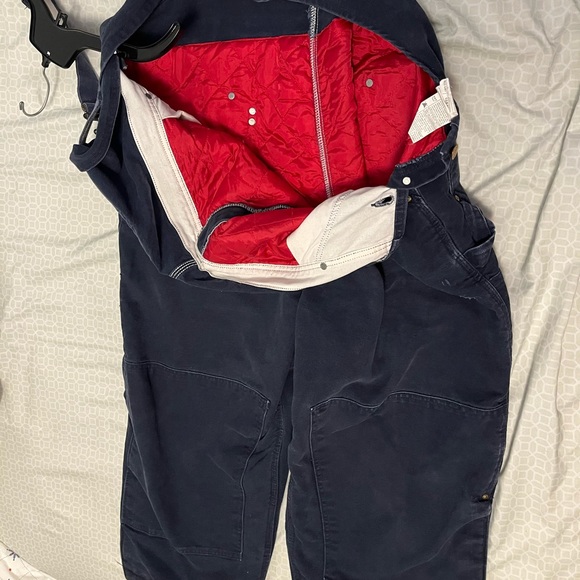 Dark navy blue carhartt overalls. 52x32 size. - Picture 6 of 8
